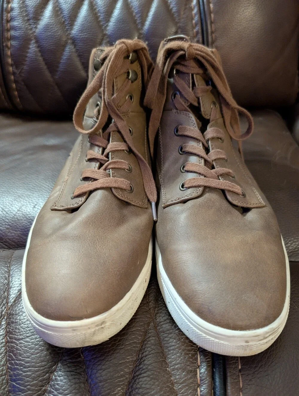 Goodfellow Men's Brown Faux Leather High-Top Sneakers Size 12